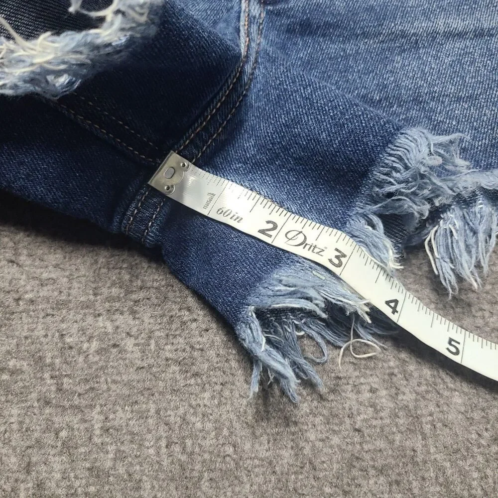 Hollister Ultra High Rise Mom Short 3 Inch Inseam Frayed Denim Blue W30 - Picture 2 of 9